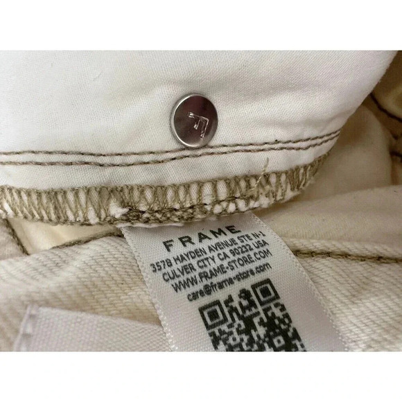 Frame Jeans Womens Size 25 Le Original Straight Fit Distressed Off white New - Picture 7 of 8